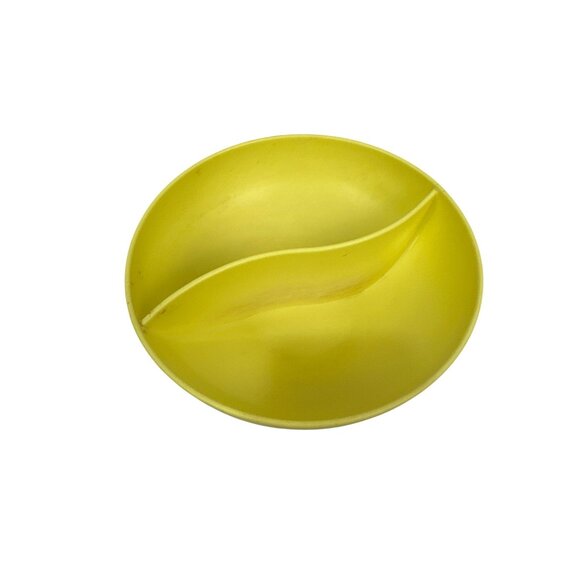 Vintage Stetson Yellow Melmac Divided Bowl 7" Mid-Century Modern Dinnerware - Picture 3 of 10